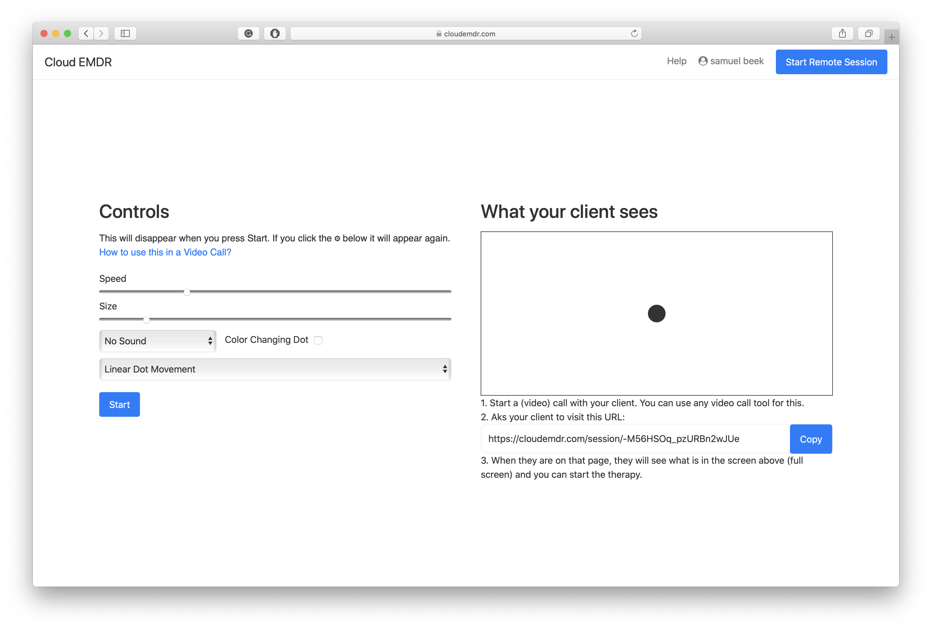 Remote session interface