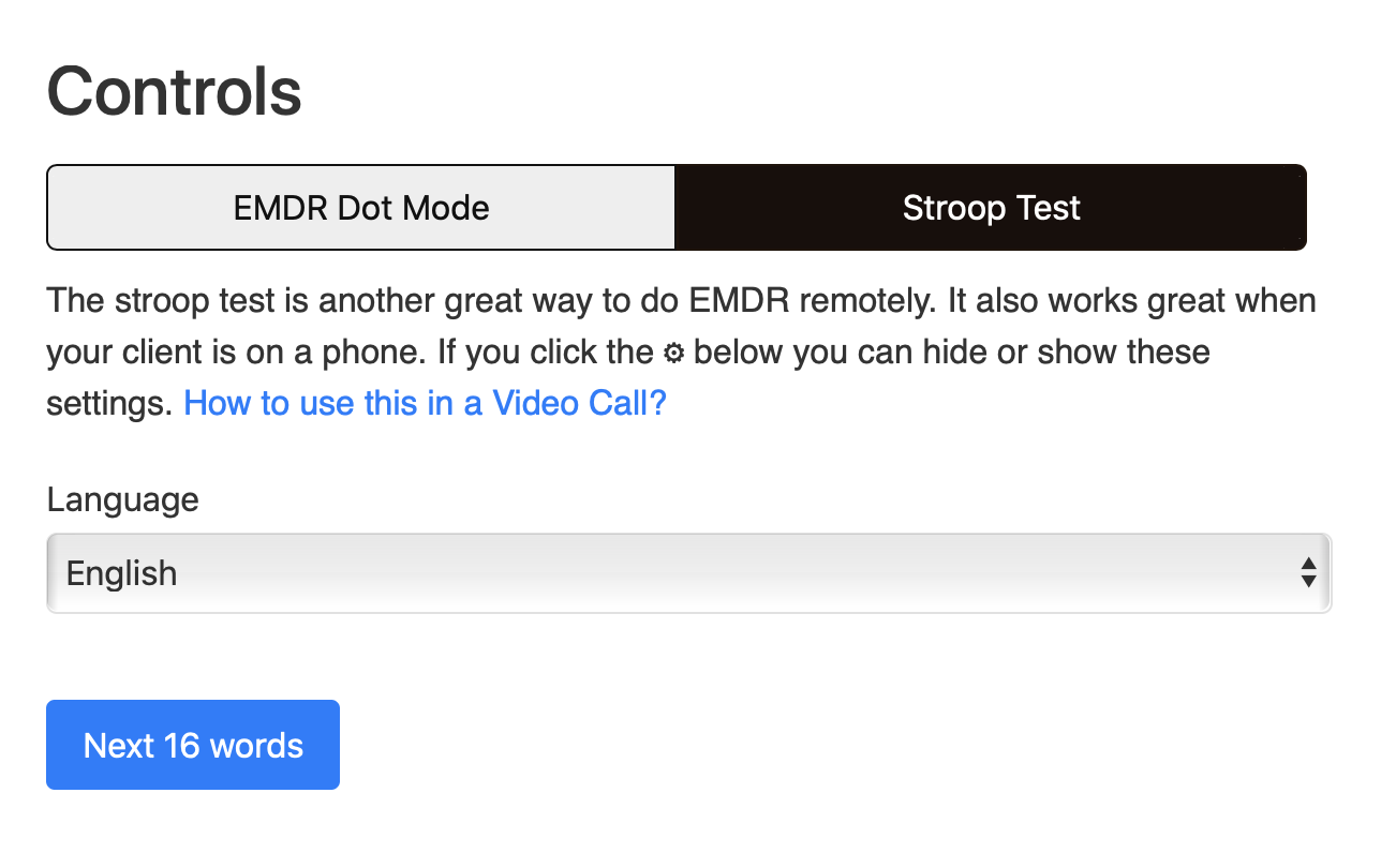 Stroop Test controls